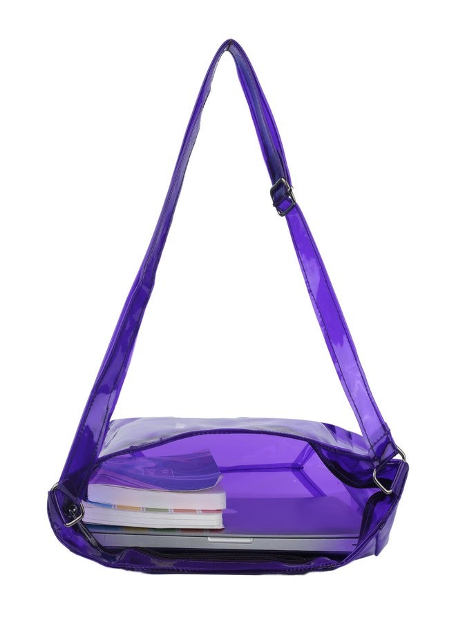 Echo Boomers Transparent Shoulder Bag - Trendy Purple | Stylish, Spacious, Durable & Multipurpose PVC Tote - Image 4